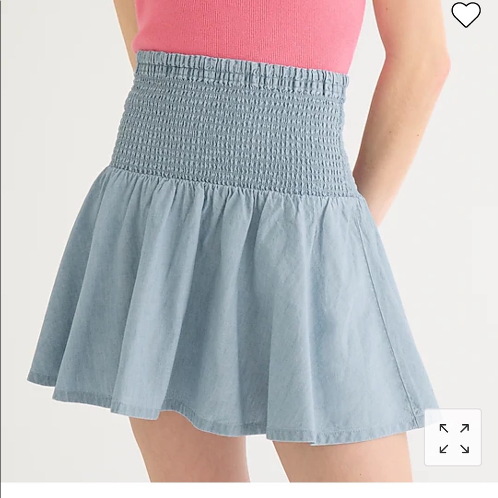 J. Crew Chambray Smocked Mini Skirt